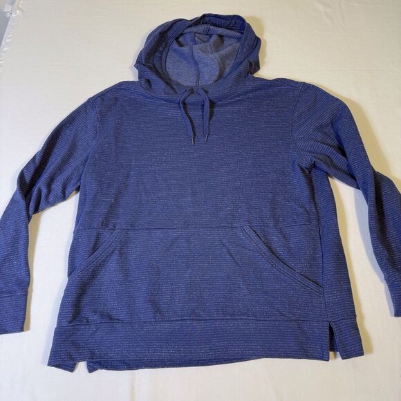 Champion Womens Pullover Funnel Hoodie Blue Heather Front Pocket XL French Terry - Picture 2 of 9